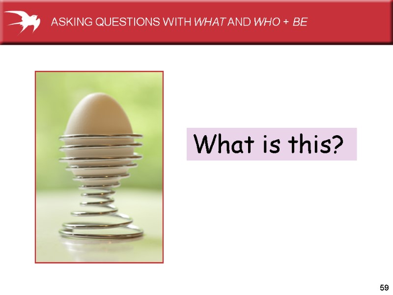 59 What is this?  ASKING QUESTIONS WITH WHAT AND WHO + BE